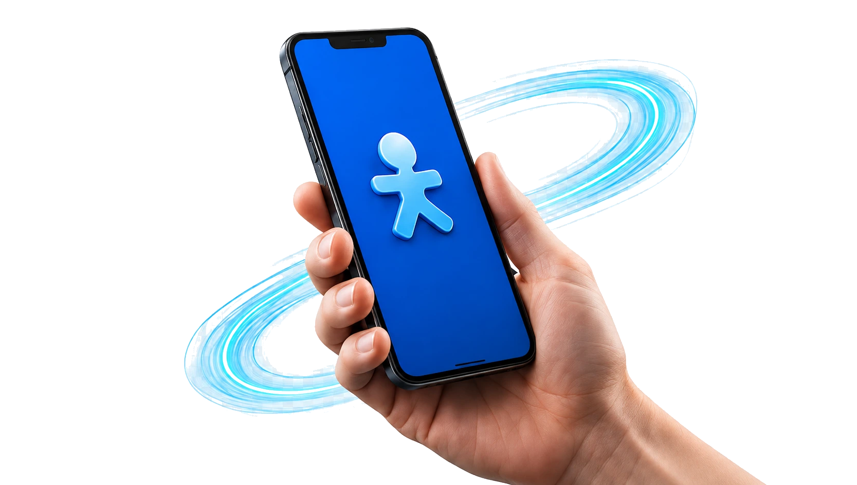 Mão segurando smartphone com conectividade móvel